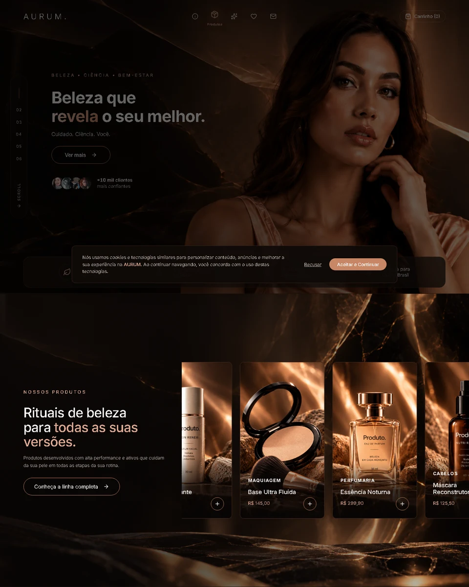 Site Produto: hero e segunda seção reais