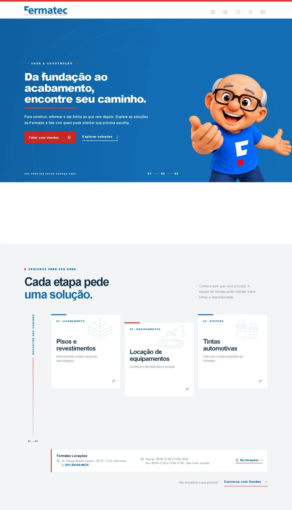 Site Fermatec: hero e segunda seção reais